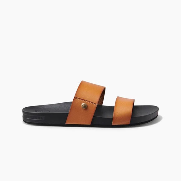 NWOB REEF Cushion Bounce Vista Slide Sandal In Cognac Black Size 10 - Picture 2 of 8